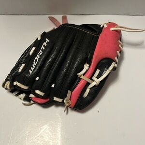 9” worth pink and black baseball glove